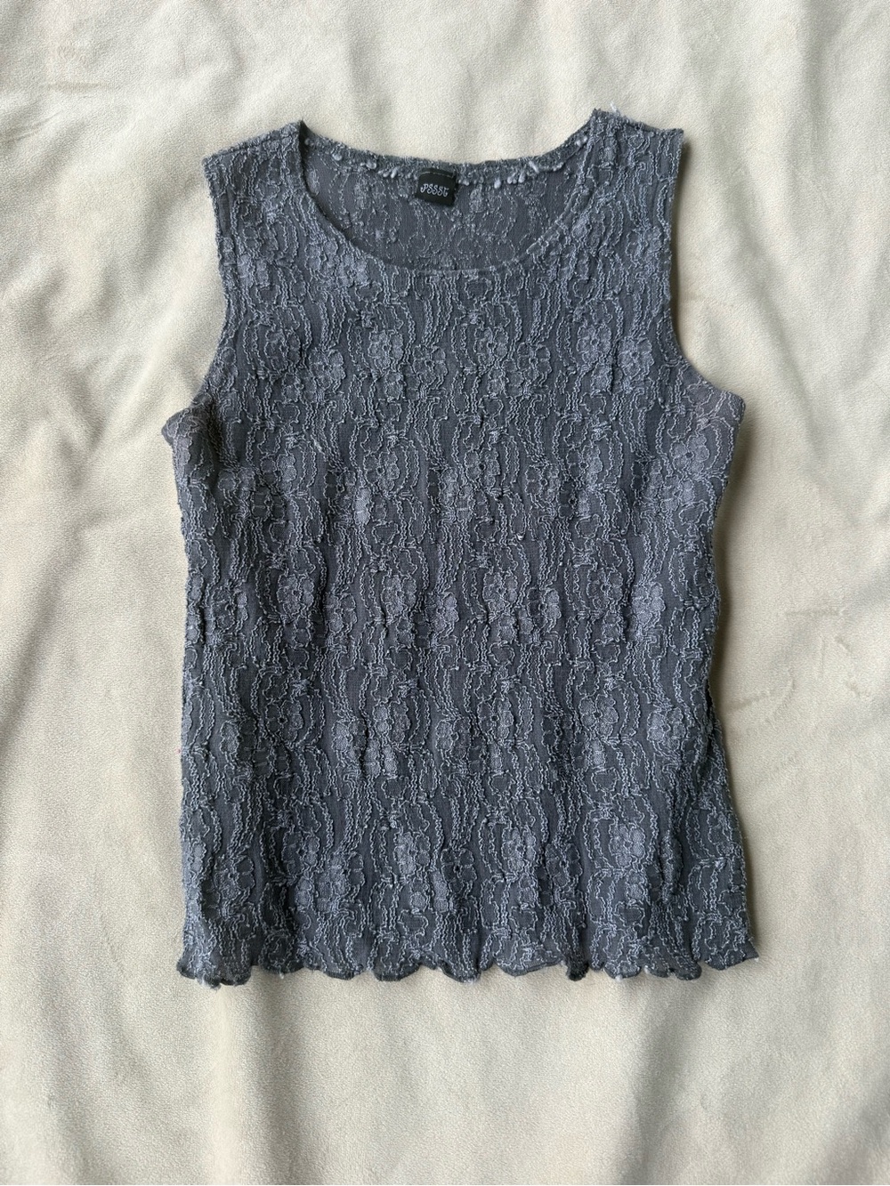Slate Lace Overlay Sleeveless Camisole